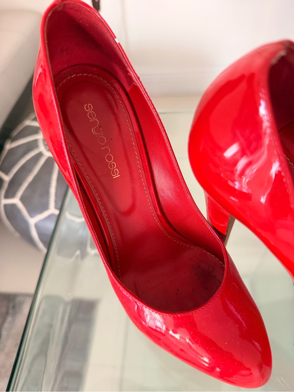 Sergio Rossi Glossy Red Patent Pointed-Toe Pumps